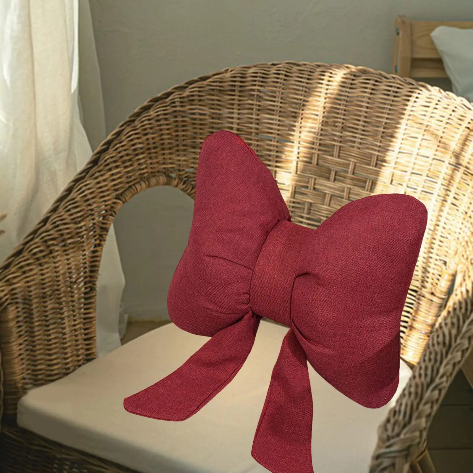 Cute Bowknot Shaped Pillow Plush Cushion Decorative Bow Tie Sofa Ornament Soft Back Support for Bedroom Living Room Centerpiece