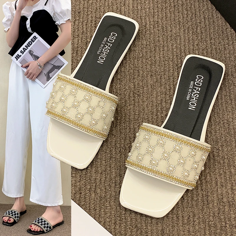 

Women's slipper flat small lightweight advanced sense of comfort home shopping collision prevention