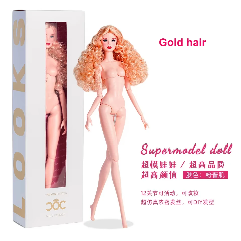 Xianxian Neue Supermodel-Puppe / 32cm Nackte Puppe mit Normaler Haut und Blondem Haar / 12 Bewegliche Gelenke am Körper + Kopf / 1/6 Puppenspielzeug
