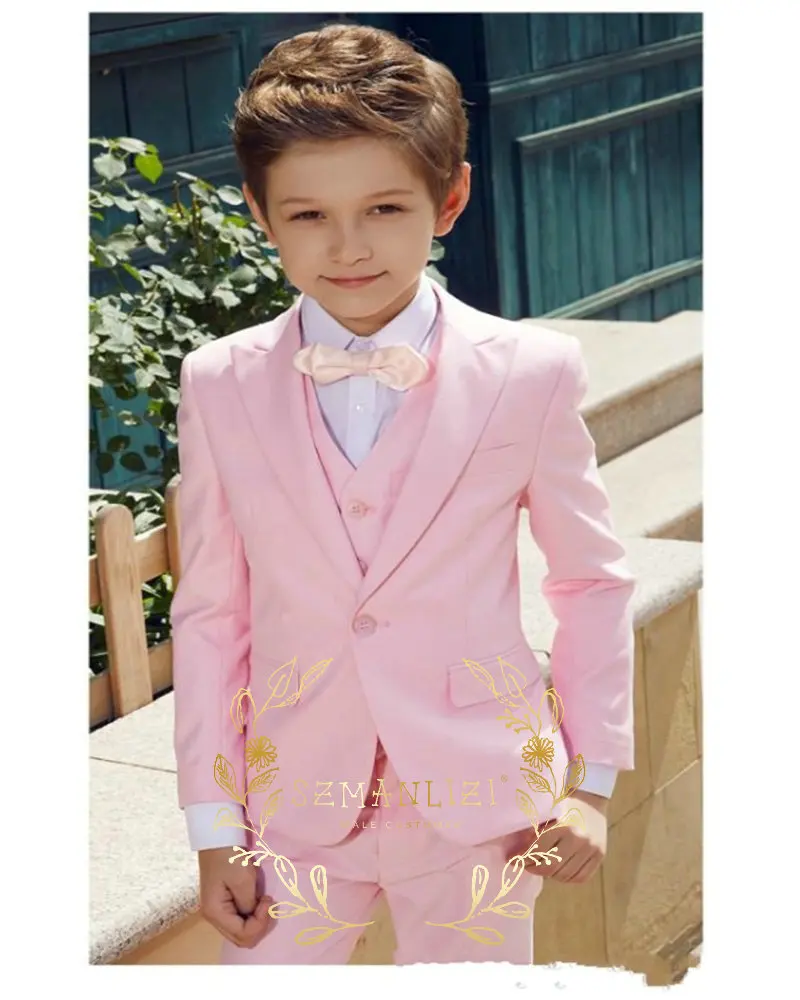 

Suit For Boys Wedding Tuxedo Pink Three Piece Formal Party Blazer Pants Vest Slim Fit Jacket Set Boys Clothes 4yrs to 12yrs