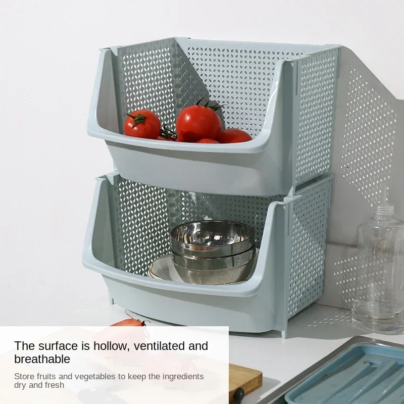 

Multi-Layer Household Kitchen Storage Baskets Plastic Multifunctional Vegetable And Fruit Racks Can Be Stacked For Storage