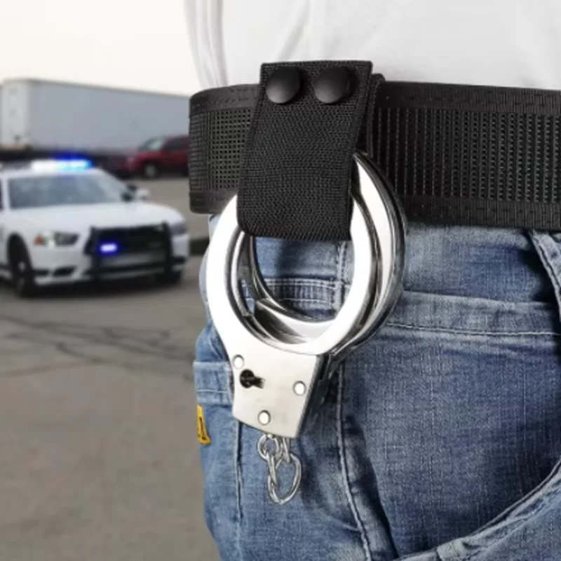 Tactical Handcuff Strap Holder Case Heavy Duty Nylon Double Snap Slide-On fits 2