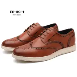 BHKH-Chaussures provoqué en cuir véritable pour hommes, chaussures décontractées à lacets, chaussures d'affaires intelligentes, chaussures de travail et de bureau, légères et à la mode, automne 2022