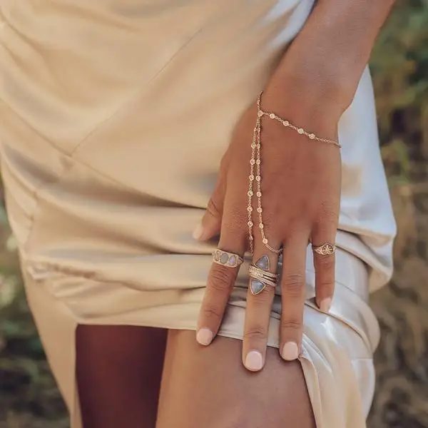 hand jewelry Sparking Clear cz station link chain wedding bridal gift elegant top quality fashion gorgeous finger slave bracelet