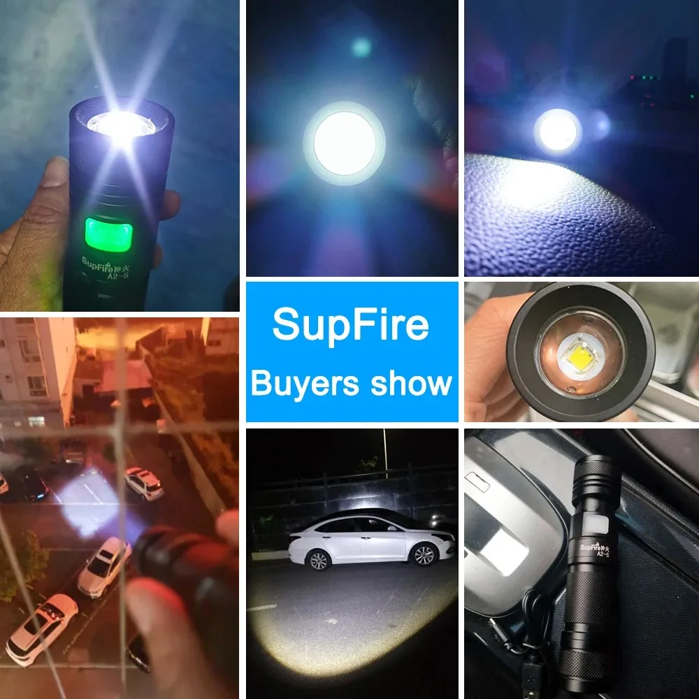 Imagem -05 - Superfire-lanterna Led Ultra Brilhante A2-s 15w Zoomable Usb-c Recarregável Camping Pesca Caça Impermeável Tocha