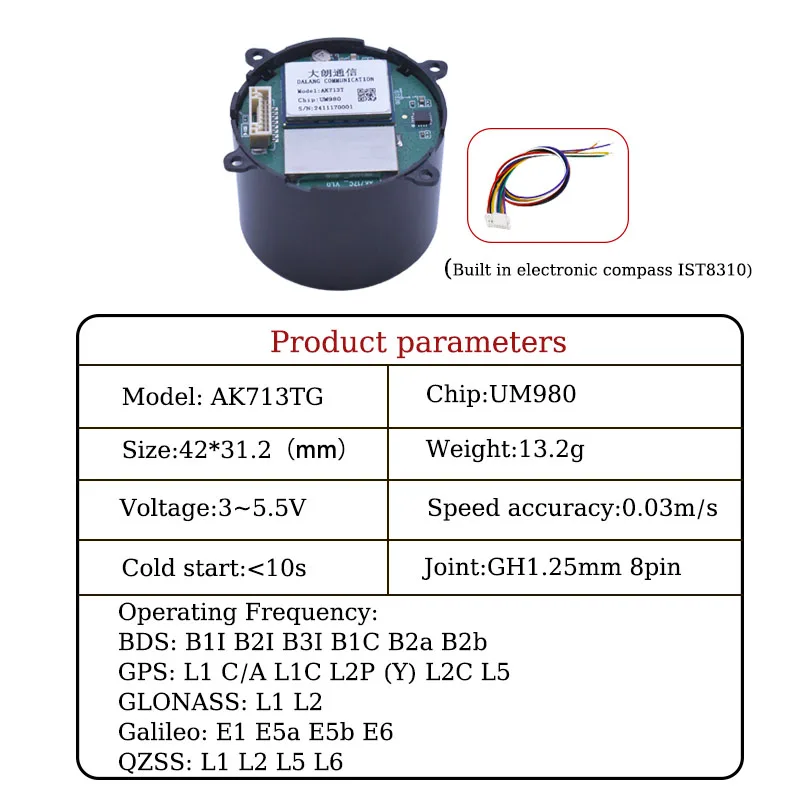 Voor PX4 Lichtgewicht Prestaties Drone UM980 Kompas RM3100 IST8310 & Spiraal Antenne Volledige Frequentie Hoge precisie RTK Ontvanger