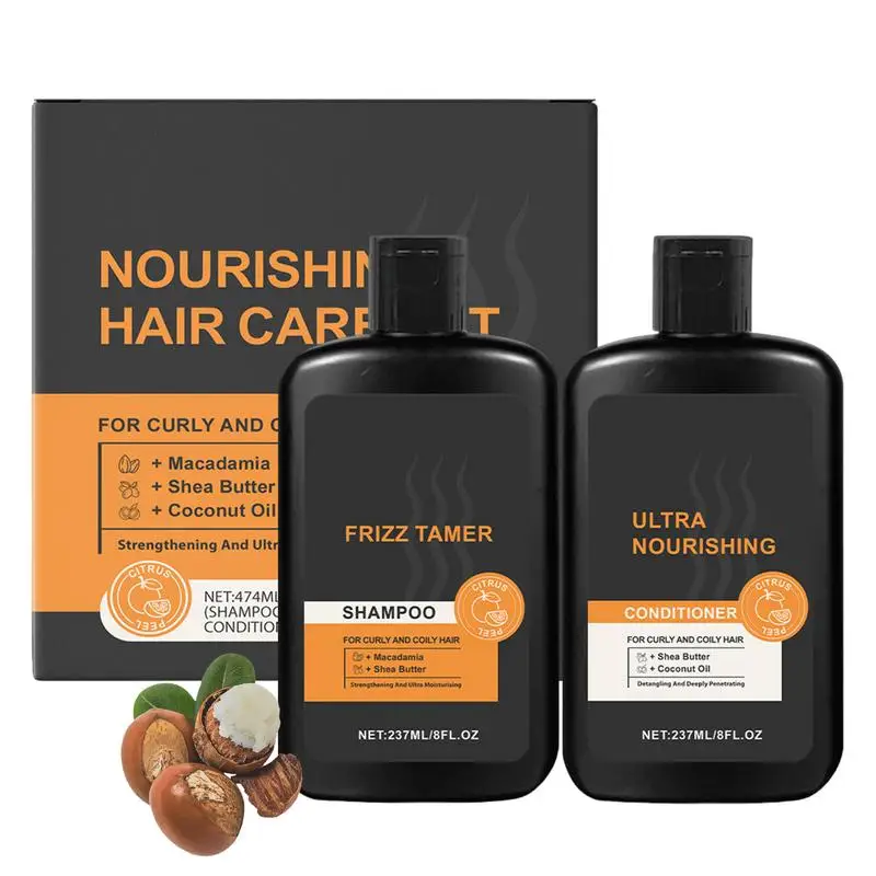 2pcs Hair Mask Shampoo Conditioner Hair Deeply Nourish Improve Damaged Frizz Hair Soft Flowing Hair Care Strengthening Shampoo