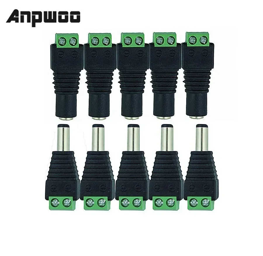 

ANPWOO Smart Electronics Мужской Женский 5,5x2,1 мм DC Power 12 В 24 В Разъем адаптера Разъем Камера видеонаблюдения