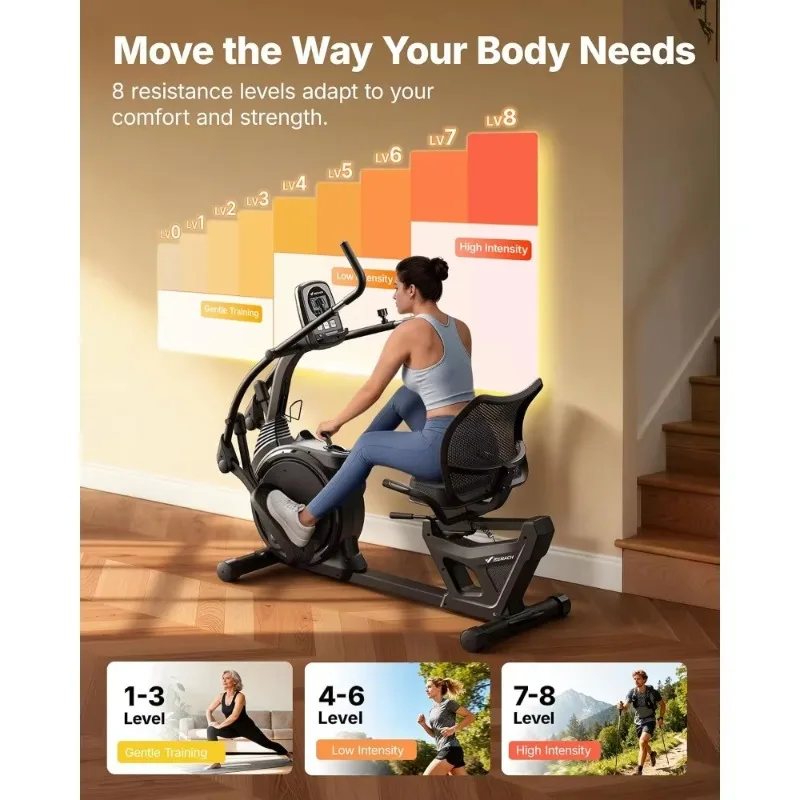 Recumbent Exercise Bike With Bluetooth App & Magnetic Resistance For Home Workout, Custom