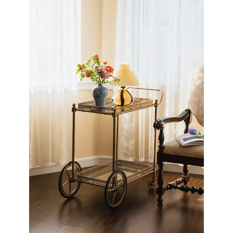 Hand-pushed dining cart, medieval light luxury dining side cabinet rack