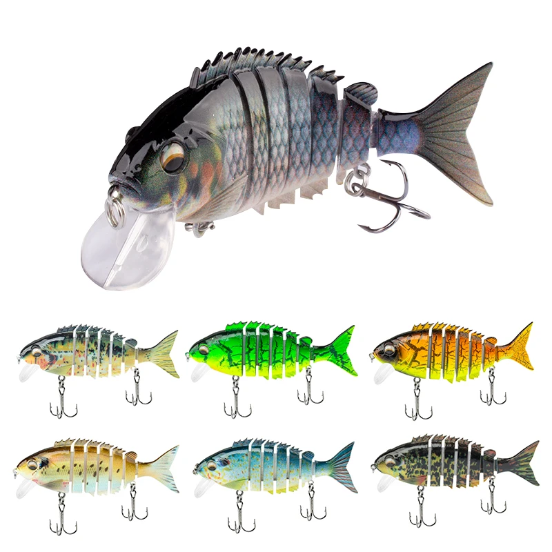 Señuelo de Pesca Realista de 10cm y 19g con Labio de Buceo, Señuelo Duro de 7 Segmentos para Lubina y Lucio en Agua Dulce
