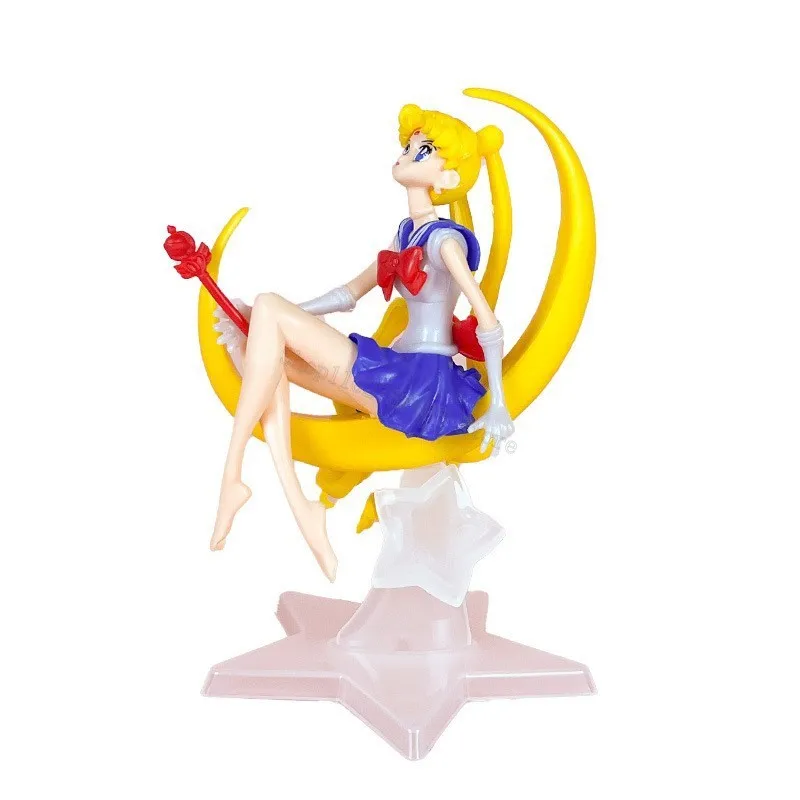 Cartoon Anime Sailor Moon figurki dekoracje na tort urodzinowy piękna dziewczyna lalka pcv akcja hobby zabawki ozdoba pokoju prezent dla dzieci