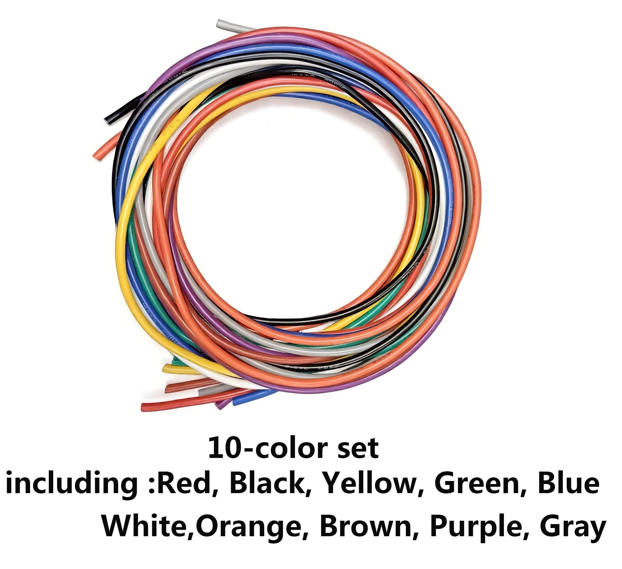 Soft silicone wire 10 color set 10x1.5m/10x3m12/14/16/18/20/22/24/26/28/30AWG silicone insulation skin tin plated copper wire