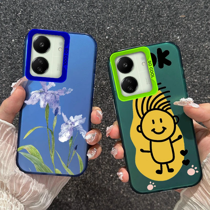 Funda de teléfono con cara sonriente y mariposa para Xiaomi Redmi 13C 4G Note 13 Pro 5G Poco C65 X6 M6 Pro, funda de silicona TPU a prueba de golpes