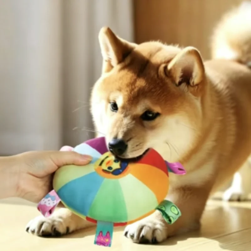 Cartoon Hot Dog Sounding Plush Toy Bell Wear-Resistant Bite-Resistant Puppy Teething Toy for Small Dogs Teddy
