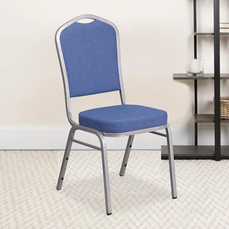 

BizChair 4 Pack Crown Back Stacking Banquet Chair in Blue Fabric - Silver Frame