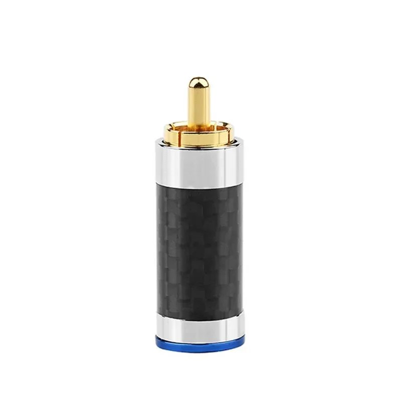 RCA Plug Connector Carbon Fiber Shell Audio Jack Gold Plated Copper Splice Adapter Solder Wire Connectors HiFi Speaker Male