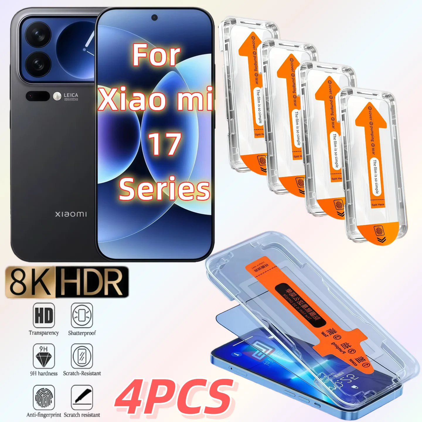 

4PCS HD Tempered Glass Screen Protector for Xiao mi 17/17Pro/17ProMax/17Ultra - Dust-Free Bubble-Free Protection