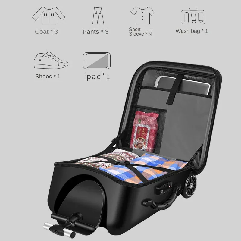 Luggage Children\'s Carrier Can Sit and Ride with Guardrail Removable Trolley Case Expansion 7CM Boarding Suitcase