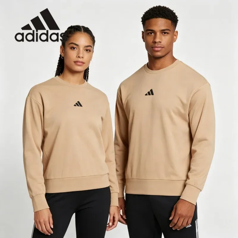 Adidas Solid Crew Neck Sweatshirt Soft French Terry Fabric Pocket Daily Casual Layer TopJX3326 1PCS