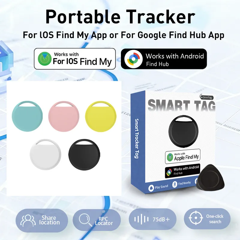 

Умный Bluetooth-трекер Air Tracker: устройство для поиска и отслеживания вещей, совместимое с IOS Find My или Android Find Hub (двойная система)