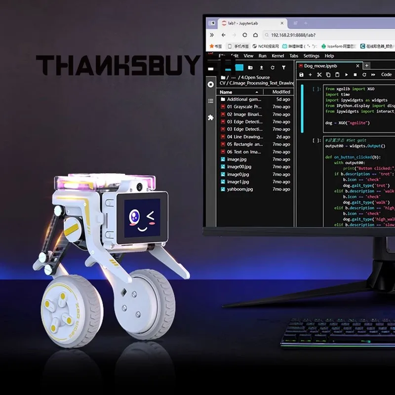 Rider-Pi Robot de escritorio con patas de dos ruedas, perro robot autoequilibrado con cámara de 5MP y Raspberry Pi CM4