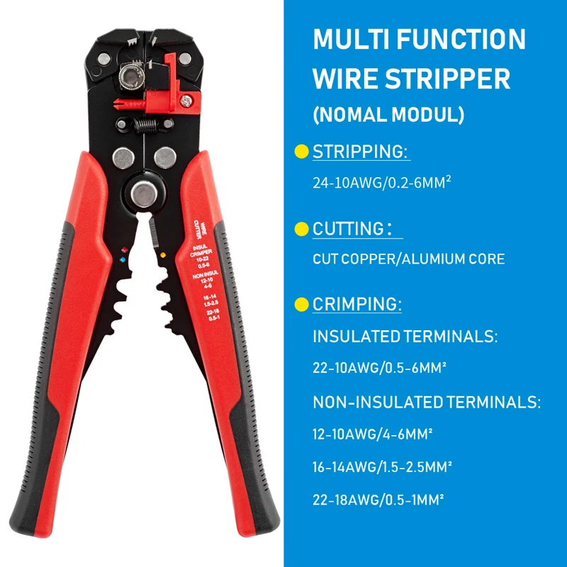 Crimper Kabelschaar Verstelbare automatische draadstripper Multifunctionele striptang Krimptang Terminal Handgereedschap