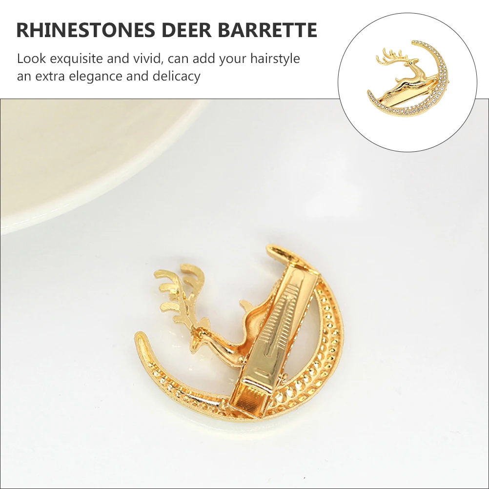 

3pcs Metal Hair Clips for Women Rhinestones Deer Barrettes Elegant Accessories Golden Color Beautiful Hairstyles