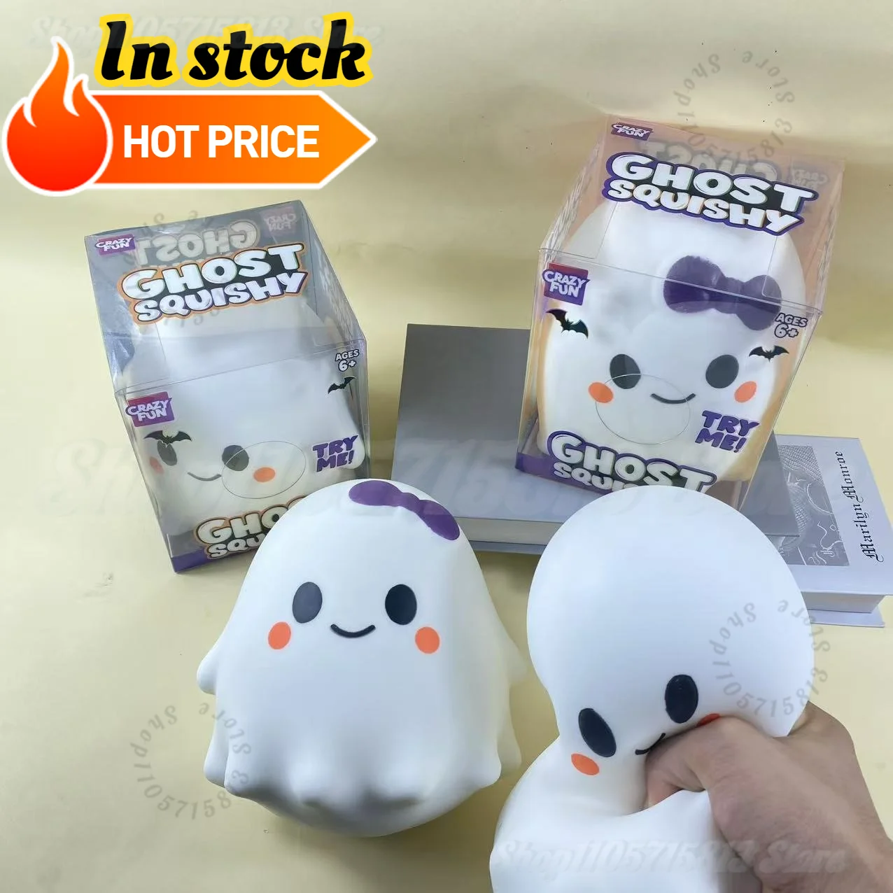 13CM Crazy Fun Ghost Squishy Toy, Fast Rebound Cute Halloween Stress Relief Decompression Fidget for Adults Gift Party Favors