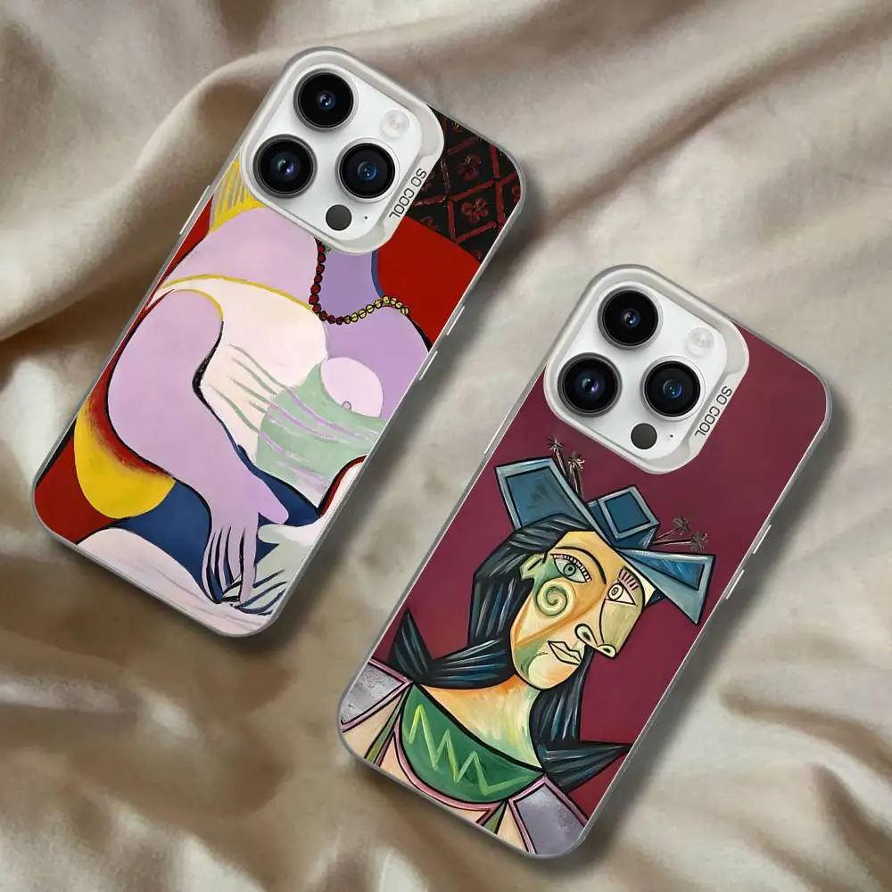 

Art Pablo Picasso Cubism Abstract White Matte Shockproof CoverPhone Case For iPhone 17,16,15,14,13,12,11,Pro,XS,Max,Plus,Mini