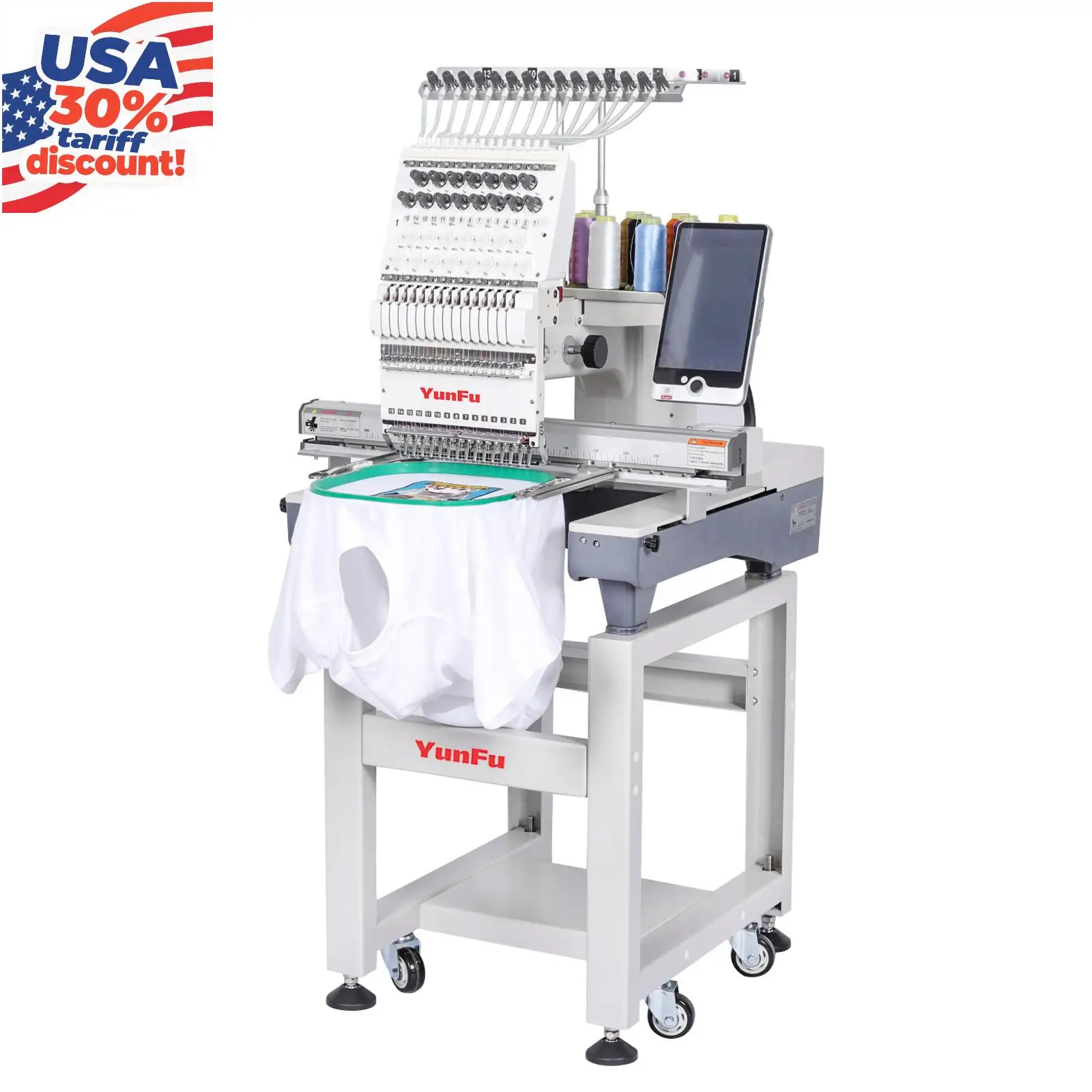 DDP Maquina De Bordar Automatic China Hat Single Head Computer 12 15 Needles Embroidery Machine Industrial Computerized Machine