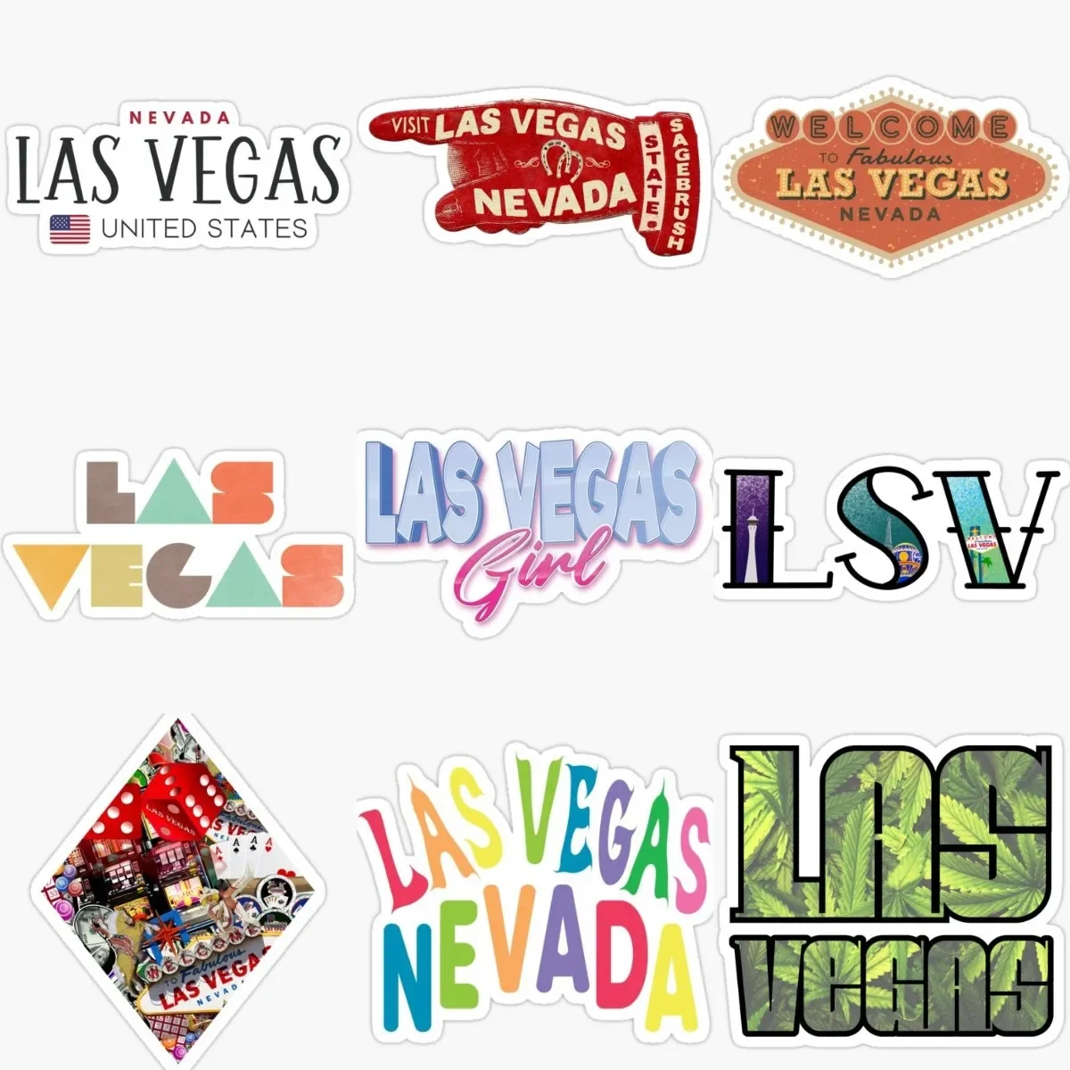 

Creative Las Vegas PVC Materials Accessories Sticker for Decorate Wall Table Car Motorcycle Off-road Window Helmet Bumper Decal