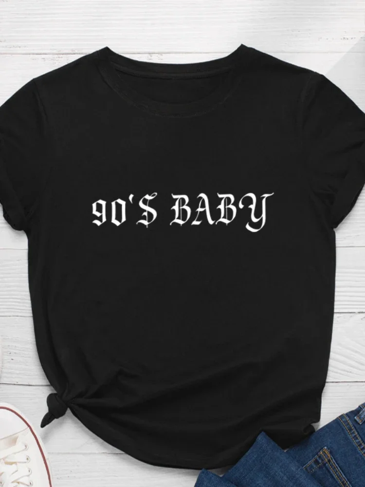 

90's Baby Letter Print Women T Shirt Short Sleeve O Neck Loose Women Tshirt Ladies Tee Shirt Tops Clothes Camisetas Mujer