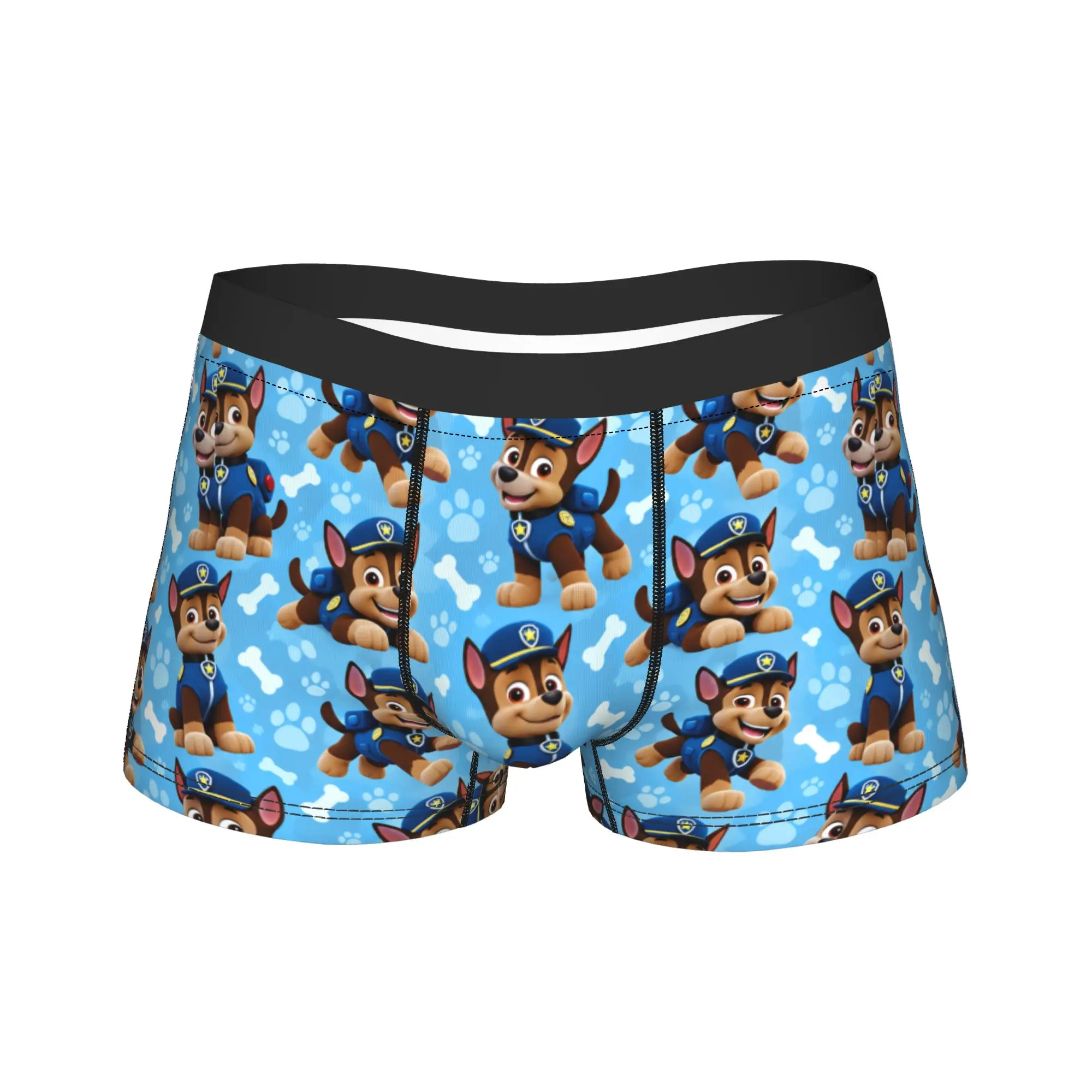 Paw Dogs Chase Police Puppy Portrait Art Underwear  Elastic Underpants Design Boxer Brief For Men 3D Pouch Oversize Boxershorts