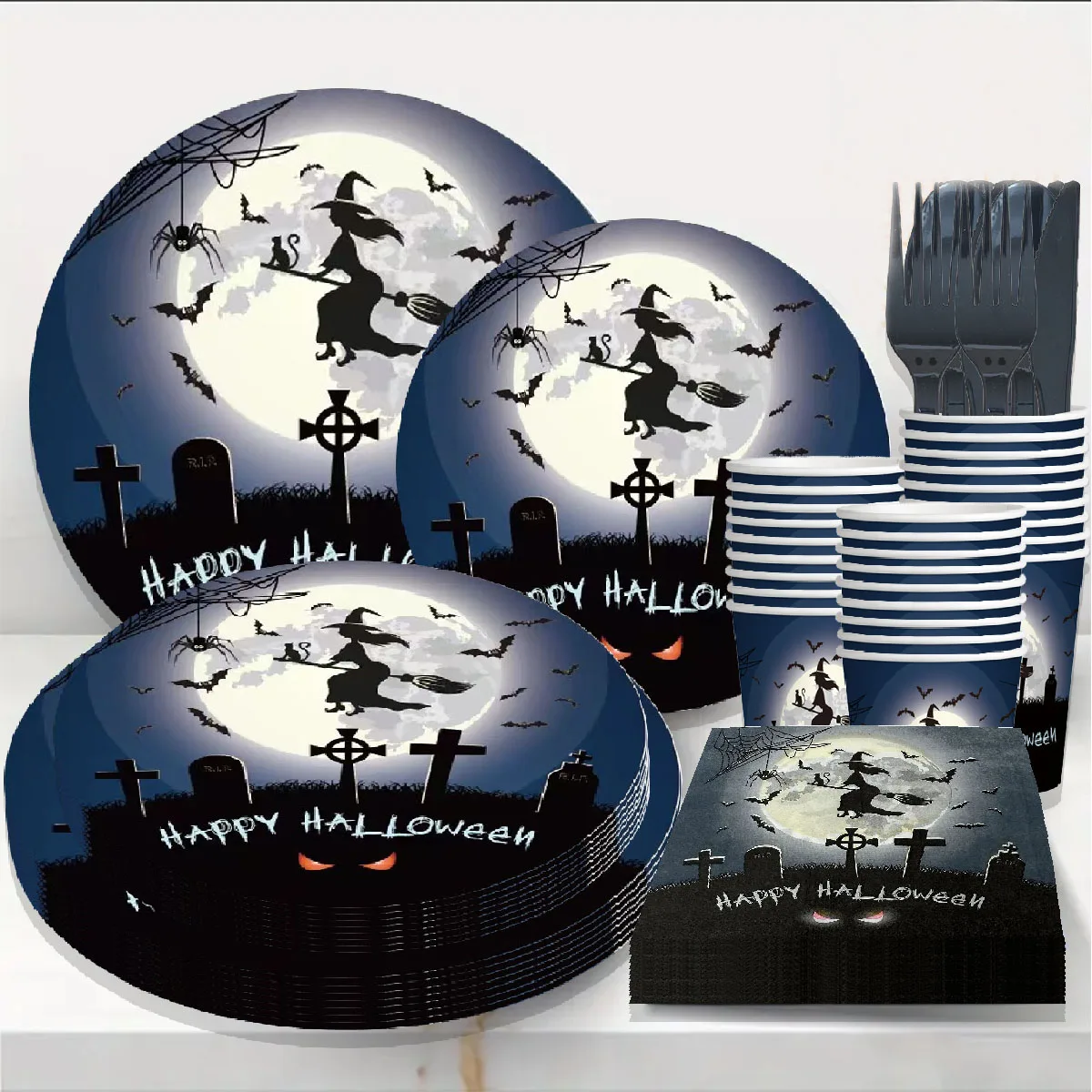 Disney Halloween The Nightmare Before Christmas Family Party Decoration Supplies Disposable Paper Plates Cups Napkins Background