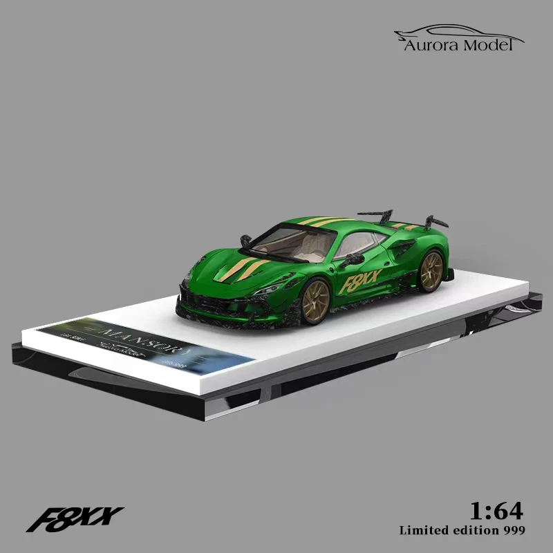 Aurora Model 1:64 Mansory F8XX Plain Color Super Car Diecast Model Car Metal Chassis Acrylic Display Collection Ornaments