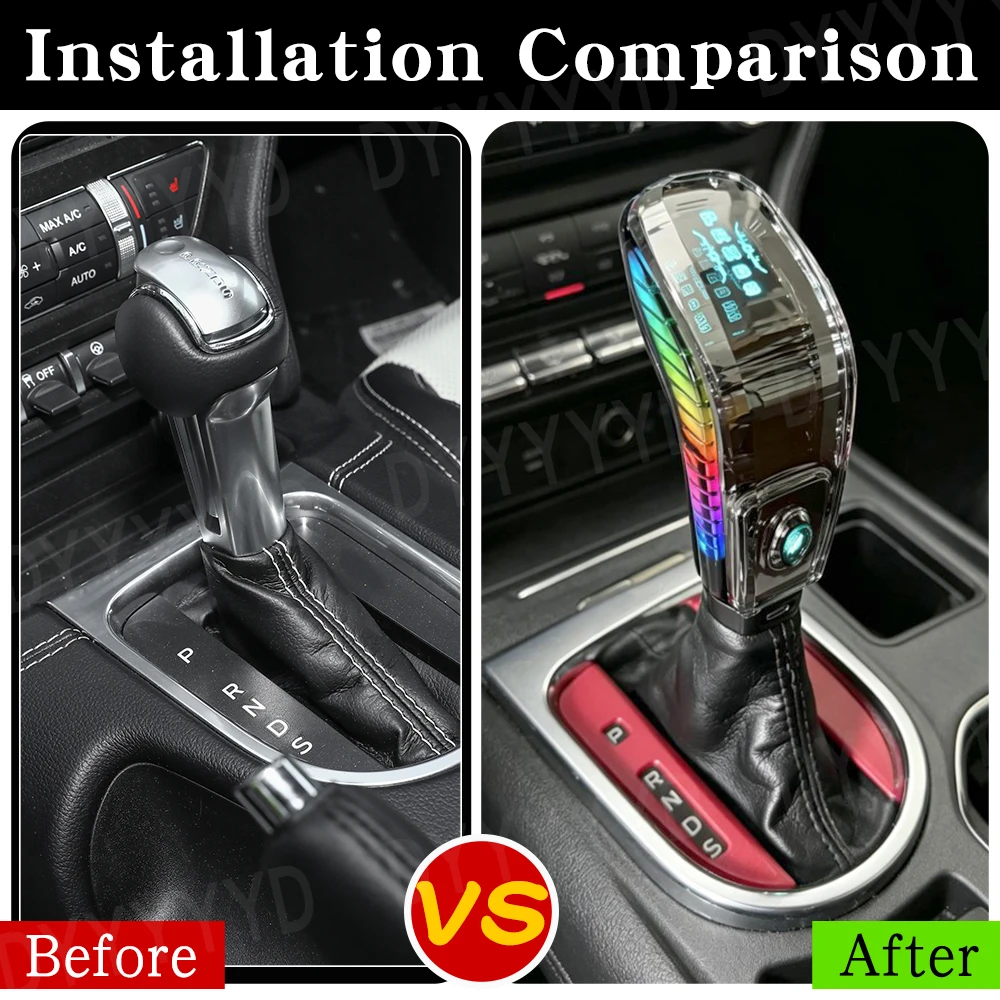 

7Color LED Crystal Gear Shift Knob For Ford Mustang 2015-2022 Interior Accessories Automatic Gear Shifter Lever Knob Replacement