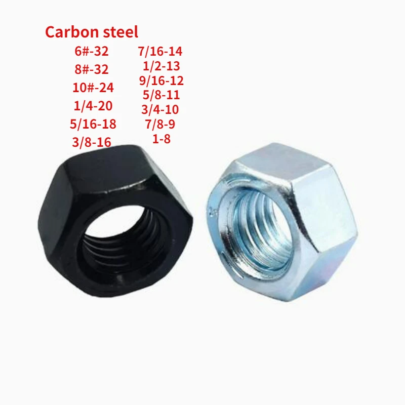 

UNC 6#-32 8#-32 10#-24 1/4-20 5/16-18 3/8-16 7/16-14 1/2-13 To 1-8 Carbon Steel Galvanized US Coarse Thread Hexagon Nut