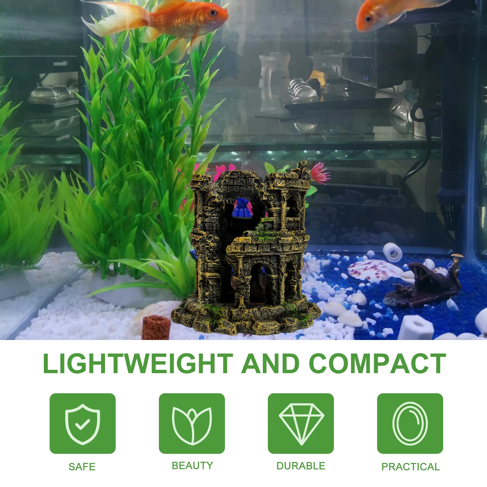 

Roman Colosseum Aquarium Decor Resin Craft Waterproof Fish Tank Hiding Place Natural Scenery for Aquarium Landscaping and Garden
