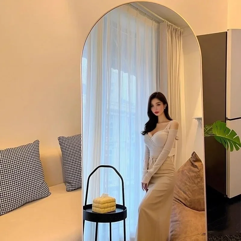 DSA full-body mirror arched clothing store floor-standing slimming and height dressing for home use rental room fitting mirror