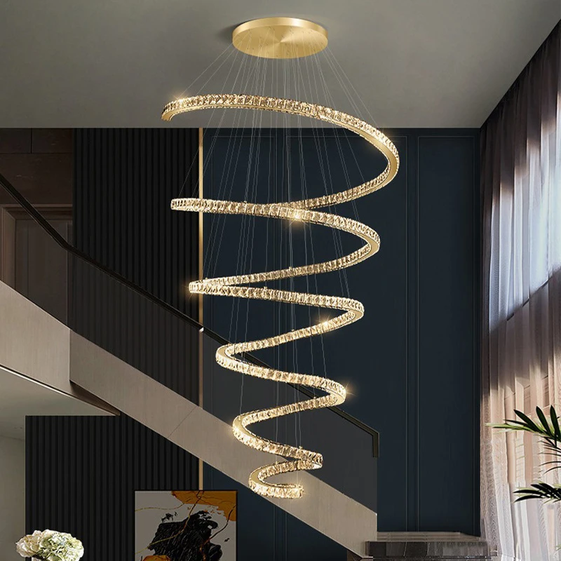 

Современная лестница, украшение для дома, светодиодная лампа, роскошное освещение для гостиной, ресторана, интерьерное освещение K9Luster, стеклянная лампа, бесплатная доставка