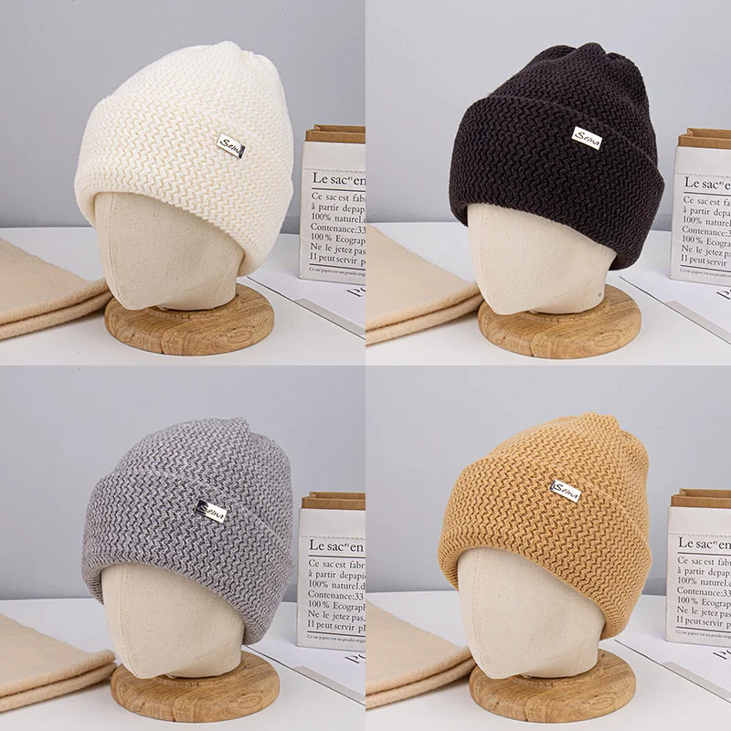 

Beanies For Woman Winter Cashmere Knitted Warm Cute Solid Skullies Hat Portable Outdoor Ski Earflap Caps Embroidery Couple Hat