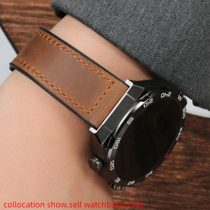 Magnetic Buckle cowhide Genuine Leather watch Strap 20 22mm Quick release Soft waterproof Men Silicone bottom watchband bracelet