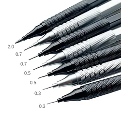 1 adet mekanik kurşun kalem 0.3/0.5/0.7/2.0mm düşük ağırlık merkezi Metal çizim özel kalem ofis okul yazma sanat malzemeleri