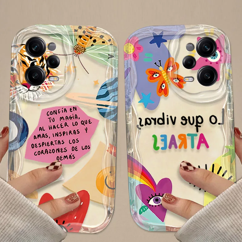 Colorful Art Eye Love Heart 3D Wave Case For Xiaomi Redmi Note 13 12 11 Pro Plus 4G 5G 12S 11S 10 10S 9 9S 8 13C 12C 10C Turbo 3