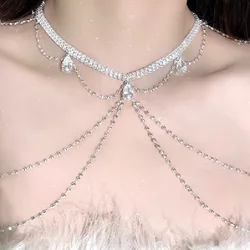 Simple Summer Body Bikini Chest Chain Harness Jewelry Charm Necklaces Chain For Women Fashion Jewelry Gift Collar Shoulder Chain