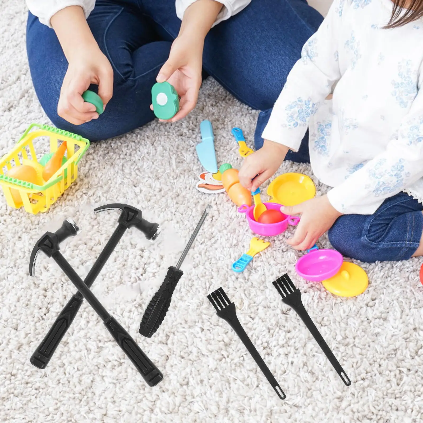 Kit d'outils de creusement pour enfants, 2 ensembles, marteau ciseau, jouets de jeu de simulation, brosse d'apprentissage en plastique