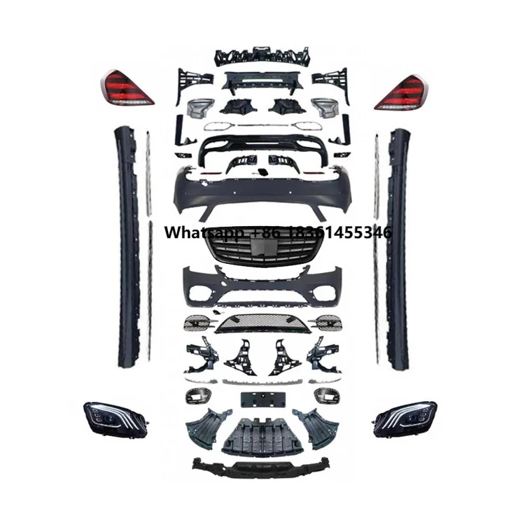 

Front Rear Bumper LED Headlights Tail Lights Upgrade 2020 W222 S63 Style Body Kit For 2014