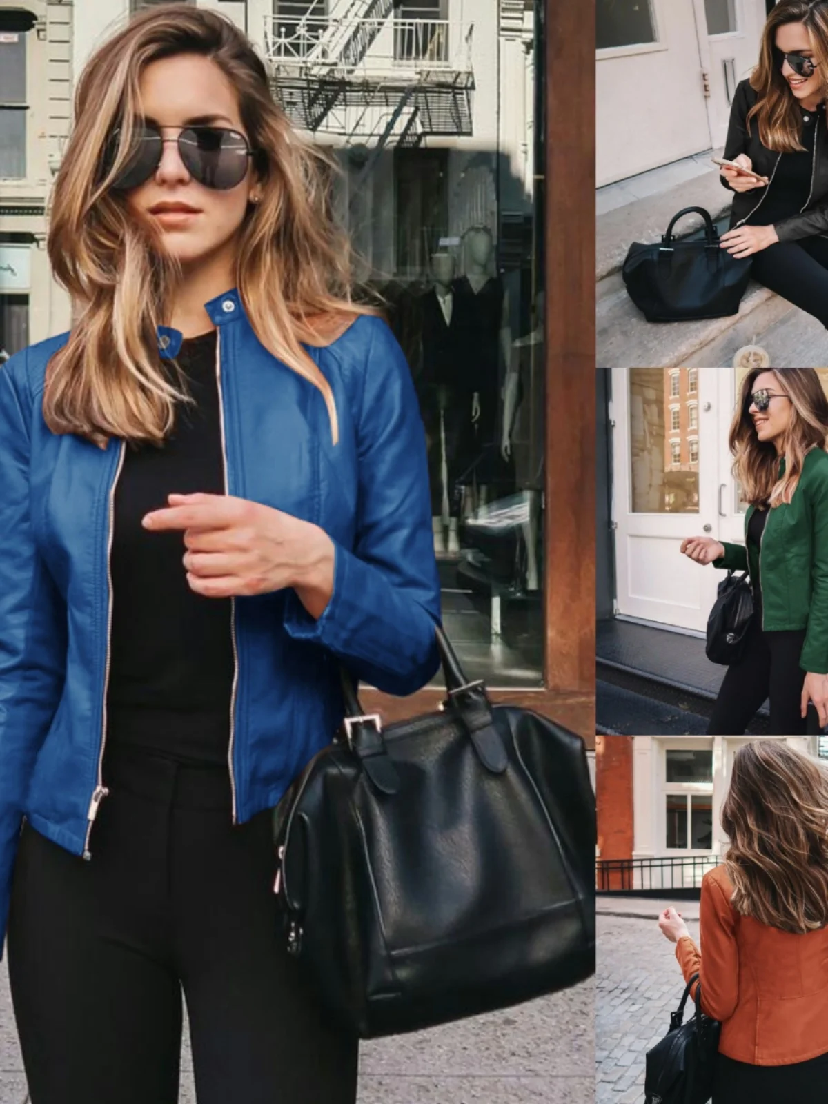 Faionable Leather PU Suit Jaet Sli Autumn Winter ort Outerwear Slim Fit Long Sve Pure Color Versatile Women's Coat