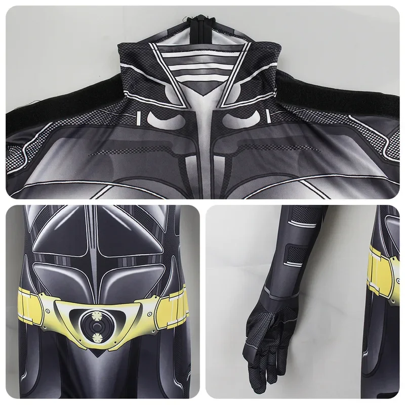 CGMGTSN Movie Men Bat Superhero Cosplay Bruce Wayne Costume Black Jumpsuit Mask Outfits for Adults Halloween Dress Up Clothes